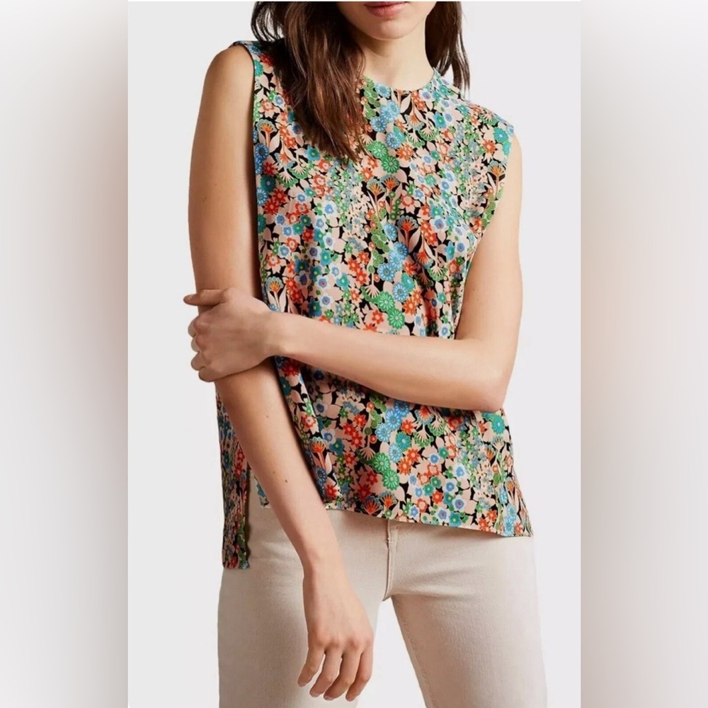 Ted Baker London Nelliy Floral Print Sleeveless Stretch Blouse Women’s Size 1